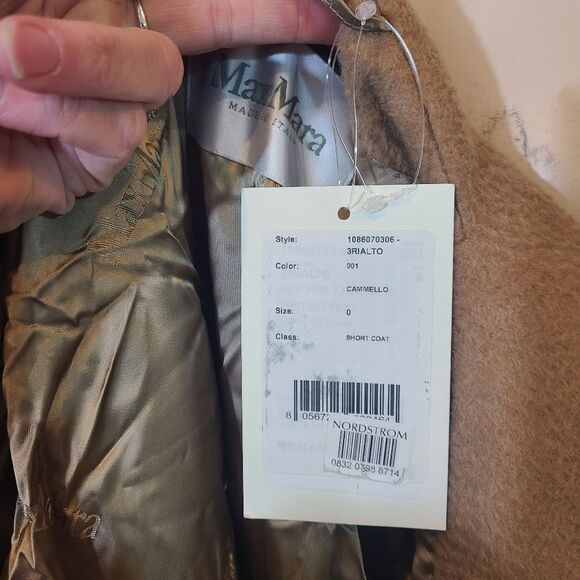 Max Mara Rialto Hooded Camel Hair Wrap Coat Belted Robe Style Camel Beige Size 0 - Picture 4 of 6